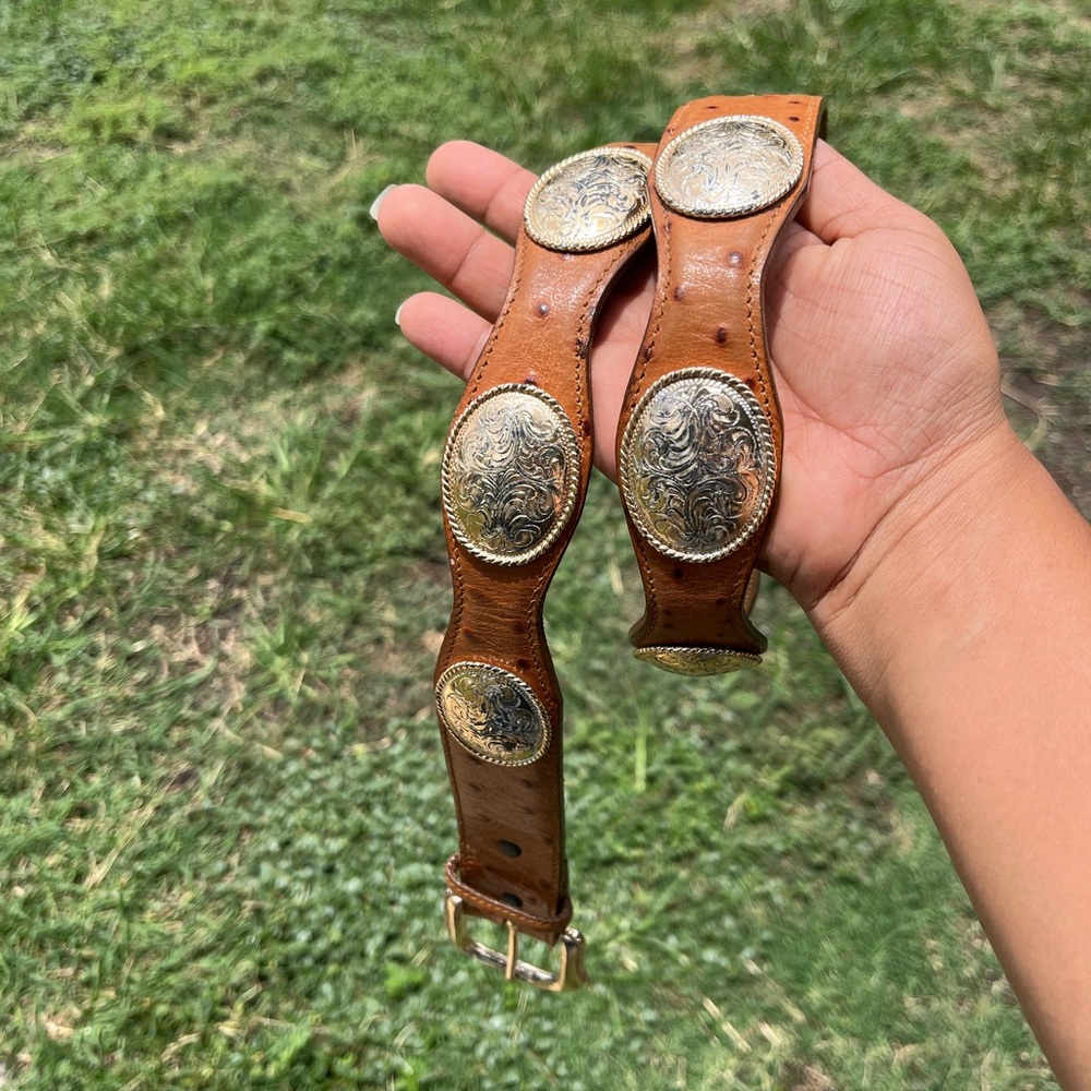 Brown Leather Belt with Silver Accents
